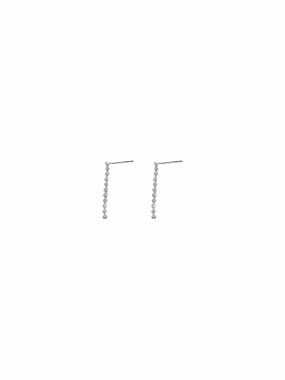 Silver CZ Linear Drop Earrings Dainty Crystal Dangle Studs Minimalist
